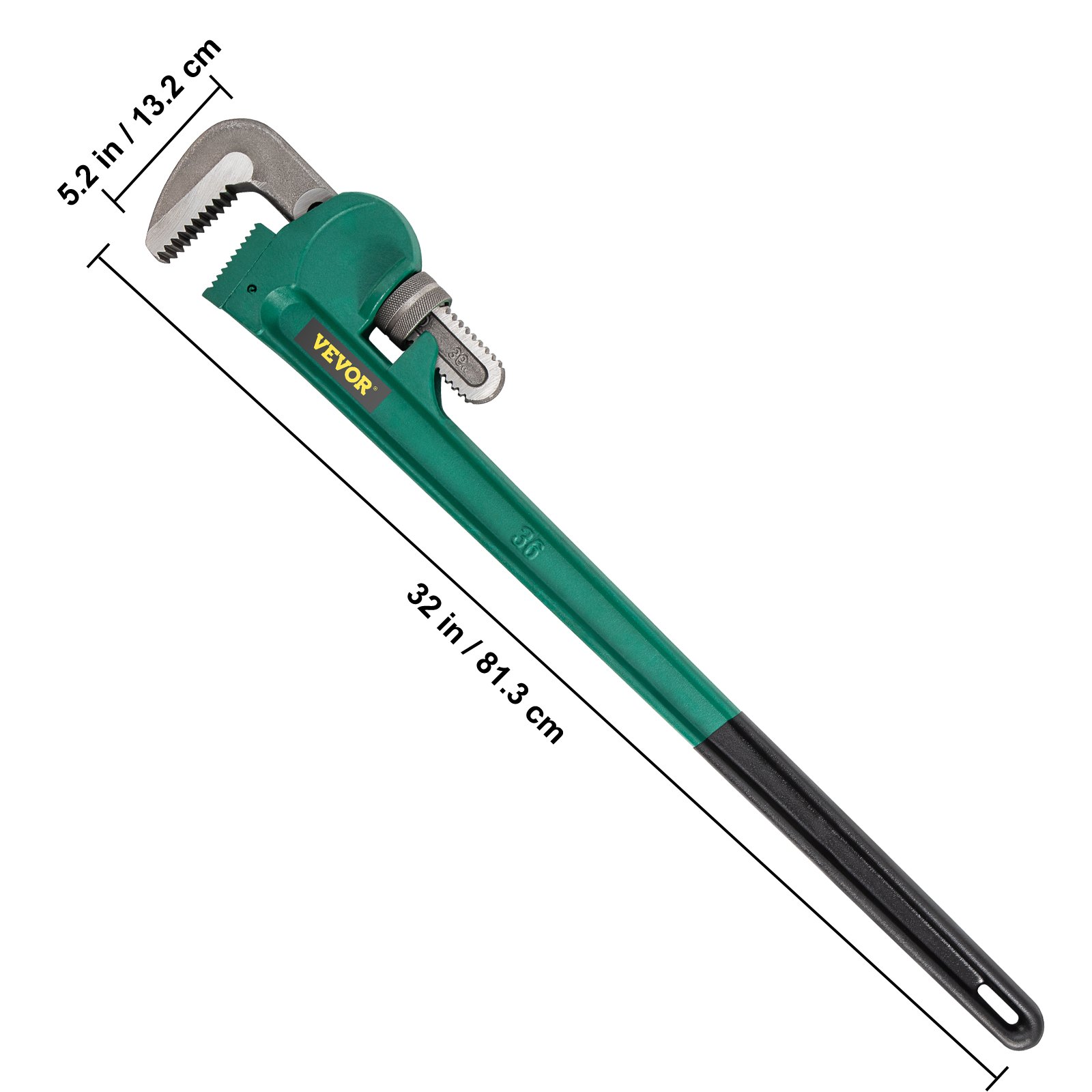 VEVOR Pipe Wrench 36" Cast Steel Handle Heavy Duty Hand Tool with 3.4" Jaw Size