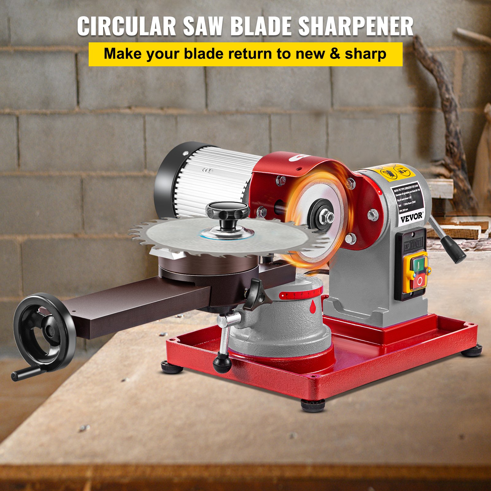 VEVOR 370W Circular Saw Blade Sharpener Rotary Angle Mill Grinding Sharpening Machine 125MM Saw Blade Sharpener Machine for Carbide Tipped Saw Blade