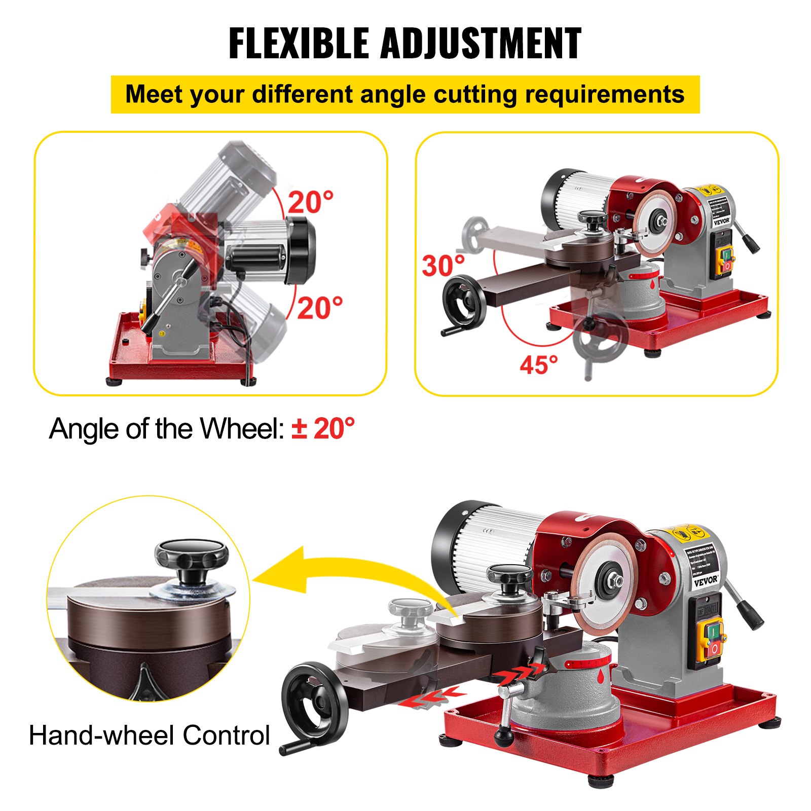 VEVOR 370W Circular Saw Blade Sharpener Rotary Angle Mill Grinding Sharpening Machine 125MM Saw Blade Sharpener Machine for Carbide Tipped Saw Blade