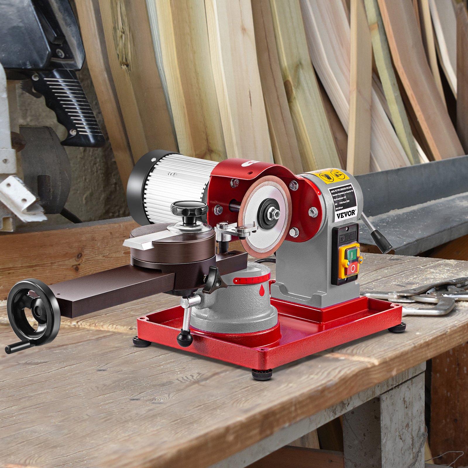VEVOR 370W Circular Saw Blade Sharpener Rotary Angle Mill Grinding Sharpening Machine 125MM Saw Blade Sharpener Machine for Carbide Tipped Saw Blade