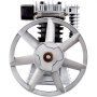 front view of VEVOR air compressor pump with metallic fan and fins.