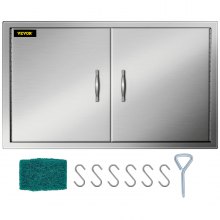 Walled Bbq Island Doors 39''w X 26"h + Ss Handles Grill Kitchen