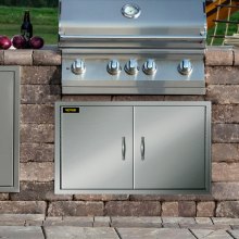 Vevor 39"x 26" Stainless Steel Walled Double Bbq Door Island Outdoor For Kitchen