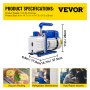 VEVOR 183 L/min(3CFM) 246W(1/3HP) Vacuum Pump Vacuum Pump 117 L/min(1.8CFM) 1 Stage Refrigeration Vacuum Pump Vacuum Chamber 1440RPM for the vacuum pumping with R12, R22, or R134a as a cold-producing medium