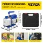 VEVOR 3CFM 1/4HP Single Stage Air Vacuum Pump HVAC R134a R12 R22 R410a A/C Refrigeration Kit AC Manifold Gauge R134 Can Tap Included Carrying Tote