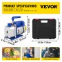 VEVOR 3CFM 1/4HP Single Stage Air Vacuum Pump HVAC R134a R12 R22 R410a A/C Refrigeration Kit AC Manifold Gauge Included Carrying Tote