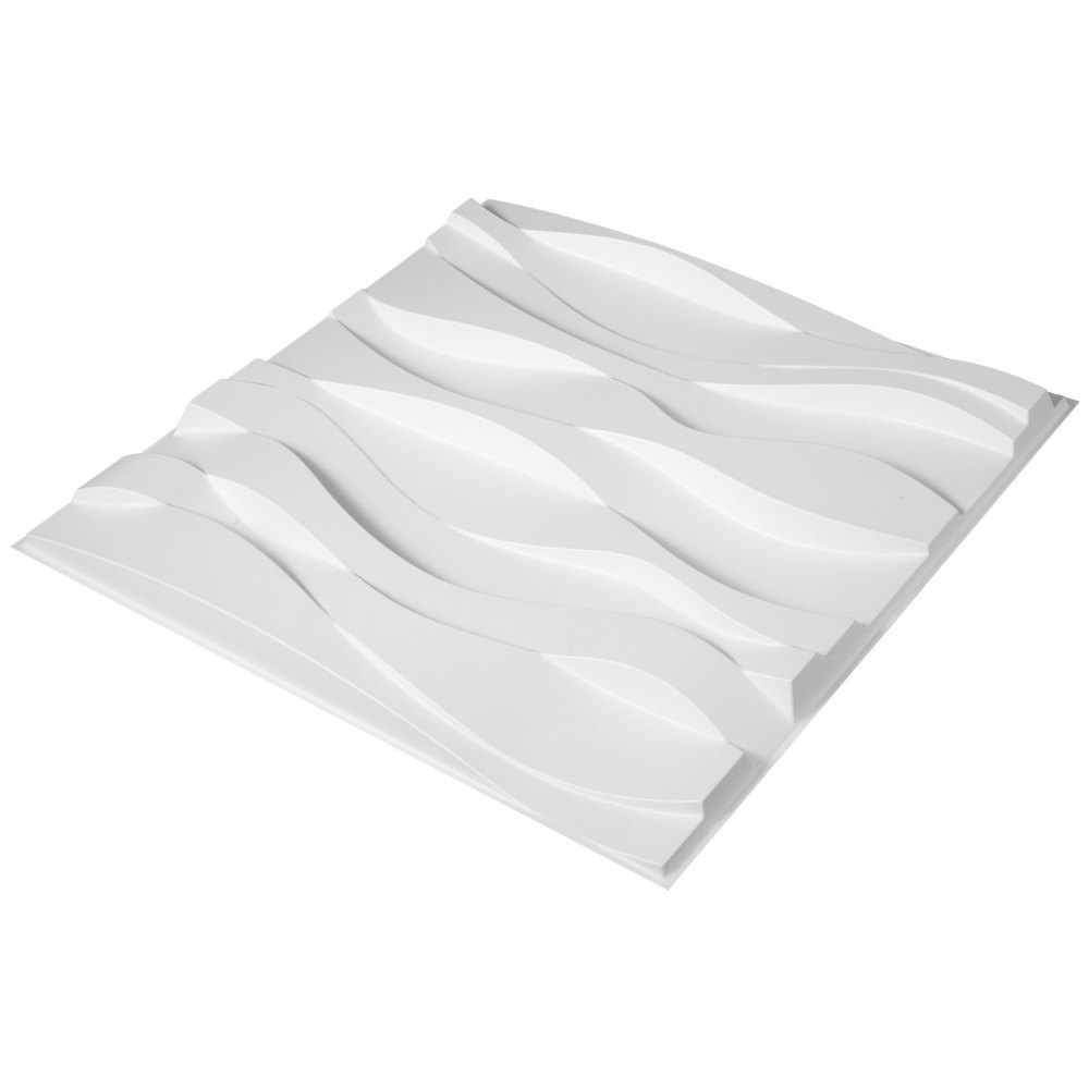 VEVOR 3D Wall Panels 13 Pack Wall Panels PVC Decorative Wall Panels for 32 sqft Area Wall Panels for Interior Wall Decor Big Wave Style 3D Wall Tiles White 3D Wall Art Paintable Modern Wall Panel