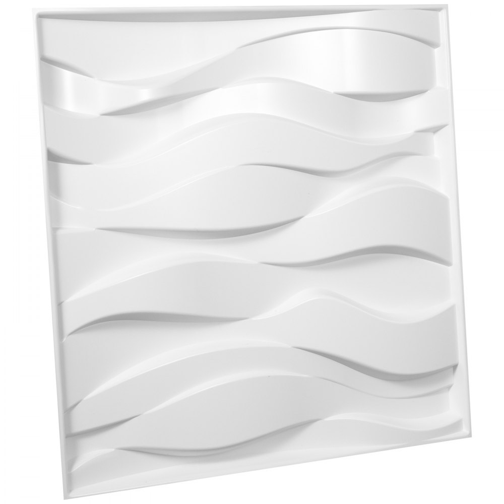 VEVOR 3D Wall Panels 13 Pack Wall Panels PVC Decorative Wall Panels for 32 sqft Area Wall Panels for Interior Wall Decor Big Wave Style 3D Wall Tiles White 3D Wall Art Paintable Modern Wall Panel
