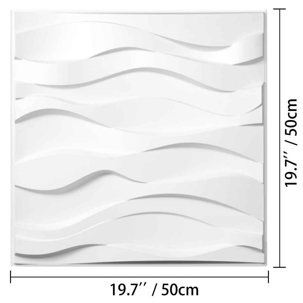 VEVOR 3D Wall Panels 13 Pack Wall Panels PVC Decorative Wall Panels for 32 sqft Area Wall Panels for Interior Wall Decor Big Wave Style 3D Wall Tiles White 3D Wall Art Paintable Modern Wall Panel