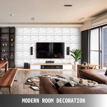 VEVOR 3D Wall Panels 13 Pack Wall Panels PVC Decorative Wall Panels for 32 sqft Area Wall Panels for Interior Wall Decor Big Wave Style 3D Wall Tiles White 3D Wall Art Paintable Modern Wall Panel