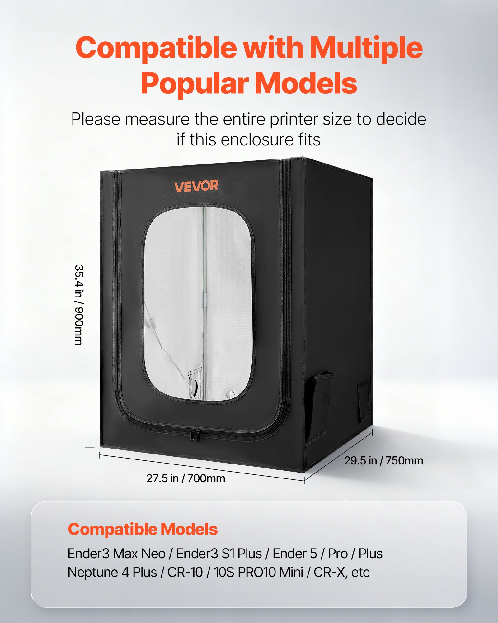 VEVOR 3D Printer Enclosure, Dustproof Waterproof Large Oxford Cloth 3D Printer Tent, Constant Temperature Protective Case with LED Lighting, Compatible with Creality/ELEGOO/Anycubic Popular Models