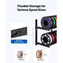 VEVOR Wall Mount Printer Filament Storage Rack 2-Tier Filament Spool Holder Rack