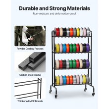 VEVOR 3D Printer Filament Storage Rack 4 Tier Filament Spool Holders Racks