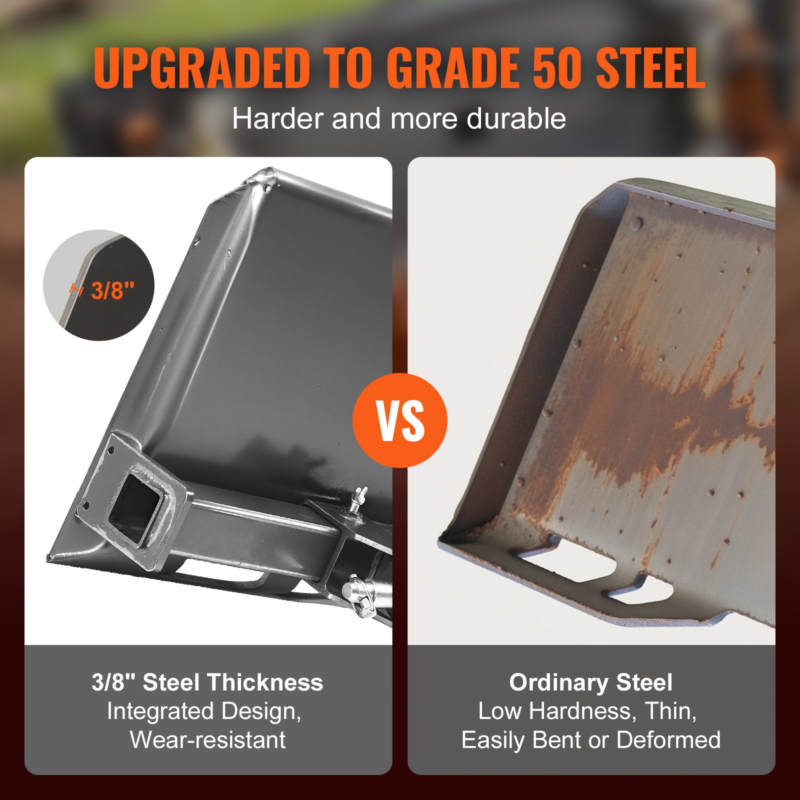 VEVOR Universal 3-point Skid Steer Plate, 3/8" Skid Steer Attachment Plate, 7000lbs Skid Steer Mount Plate Steel Adapter Loader, Compatible with Deere, Kubota, Bobcat, Mahindra Skid Steers, Tractors