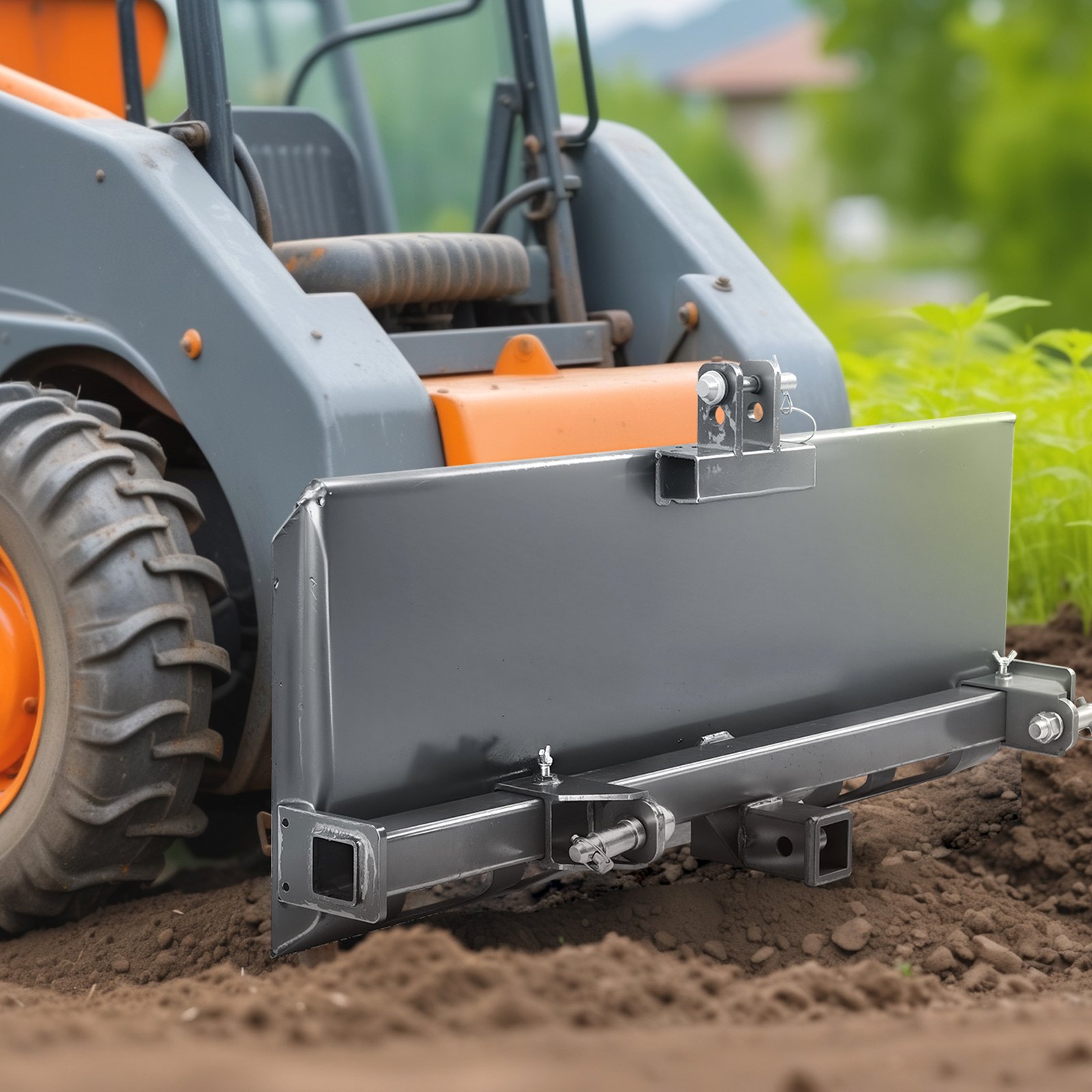 VEVOR Universal 3-point Skid Steer Plate, 3/8" Skid Steer Attachment Plate, 7000lbs Skid Steer Mount Plate Steel Adapter Loader, Compatible with Deere, Kubota, Bobcat, Mahindra Skid Steers, Tractors