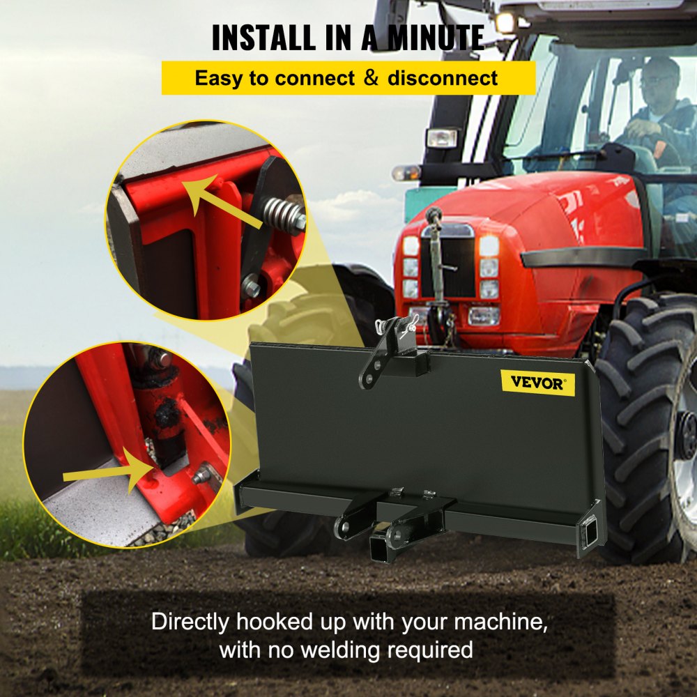 3 Point Attachment Adapter Skid Steer Trailer Hitch Front Loader Case