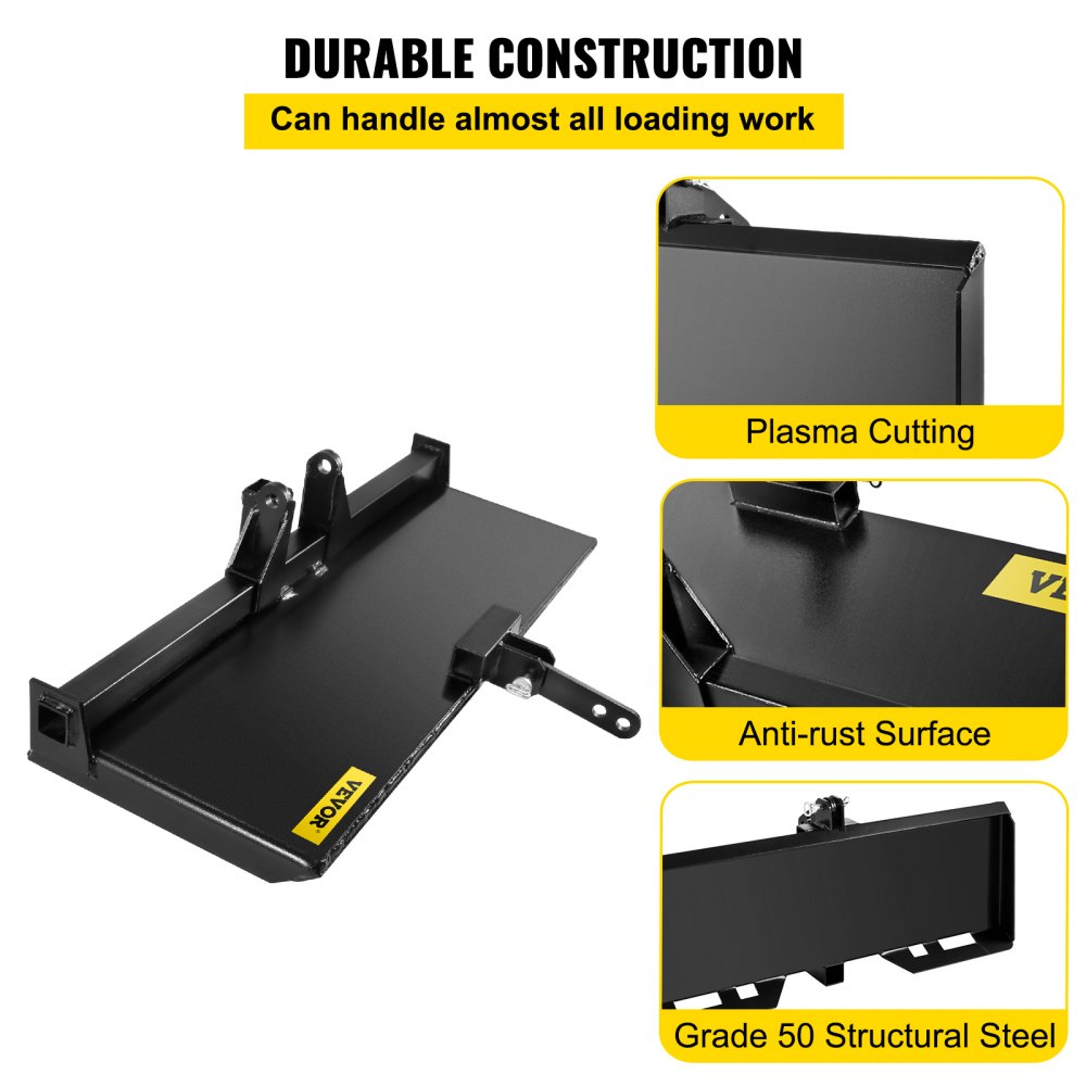 VEVOR 3 Point Attachment Adapter Skid Steer Trailer Hitch Front Loader Case