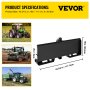 VEVOR 3 Point Attachment Adapter Skid Steer Trailer Hitch Front Loader Case