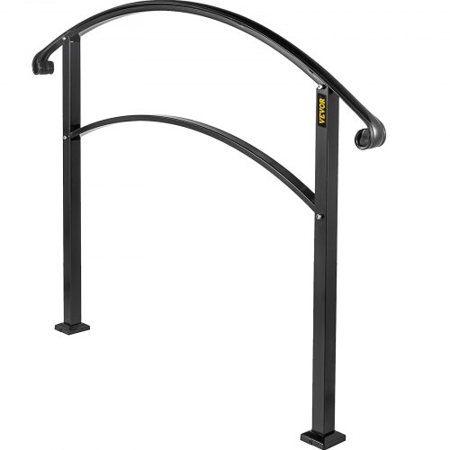 VEVOR Handrails for Outdoor Steps, Fit 1 or 3 Steps Outdoor Stair Railing, Black Wrought Iron Handrail, Flexible Front Porch Hand Rail, Transitional Handrails for Concrete Steps or Wooden Stairs