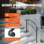 VEVOR Handrails for Outdoor Steps, Fit 1 or 3 Steps Outdoor Stair Railing, Black Wrought Iron Handrail, Flexible Front Porch Hand Rail, Transitional Handrails for Concrete Steps or Wooden Stairs