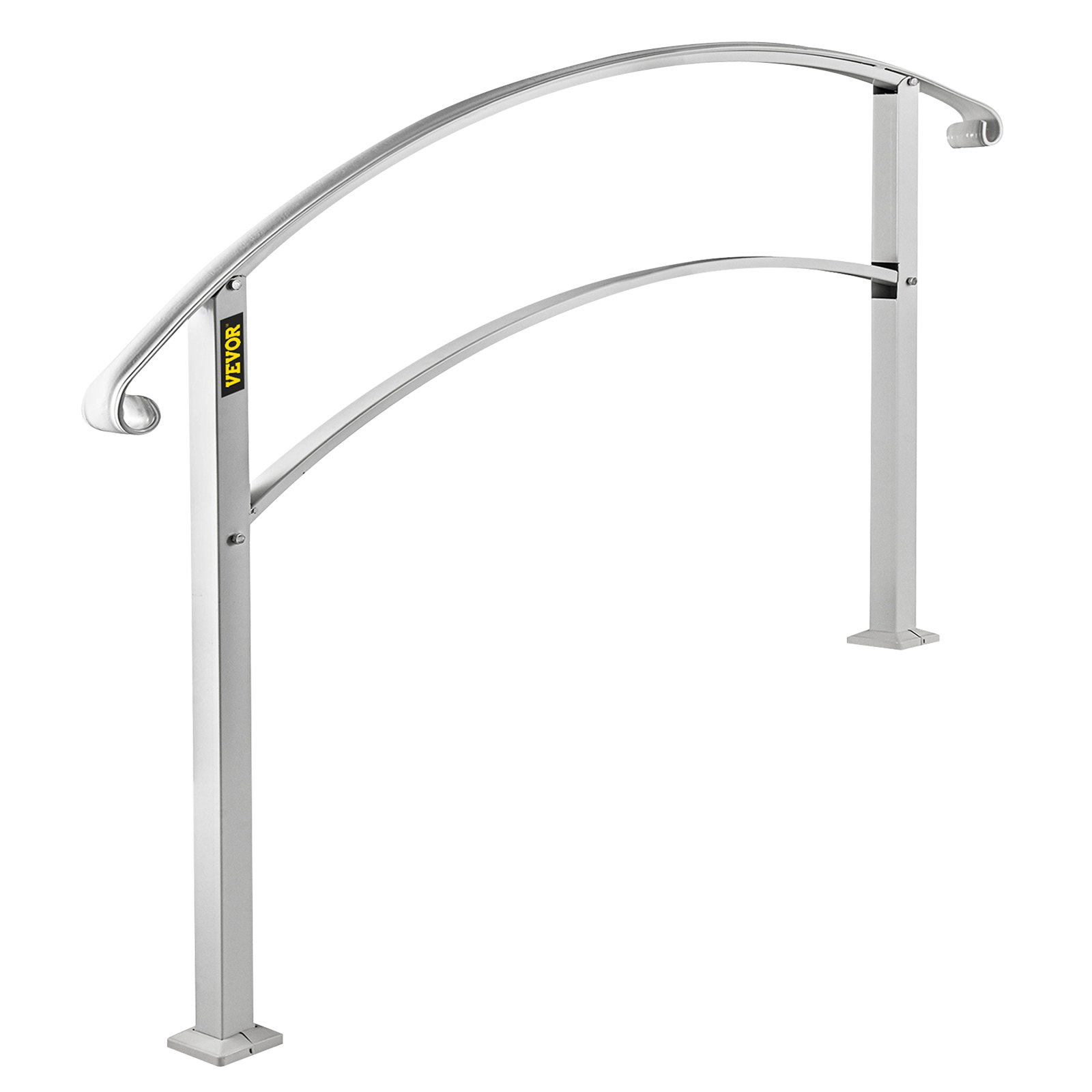 VEVOR Pasamanos para escalones al aire libre, se adapta a barandilla de escalera exterior de 1 o 3 escalones, pasamanos de hierro forjado blanco, pasamanos flexible para porche frontal, pasamanos de transición para escalones de hormigón o escaleras de madera