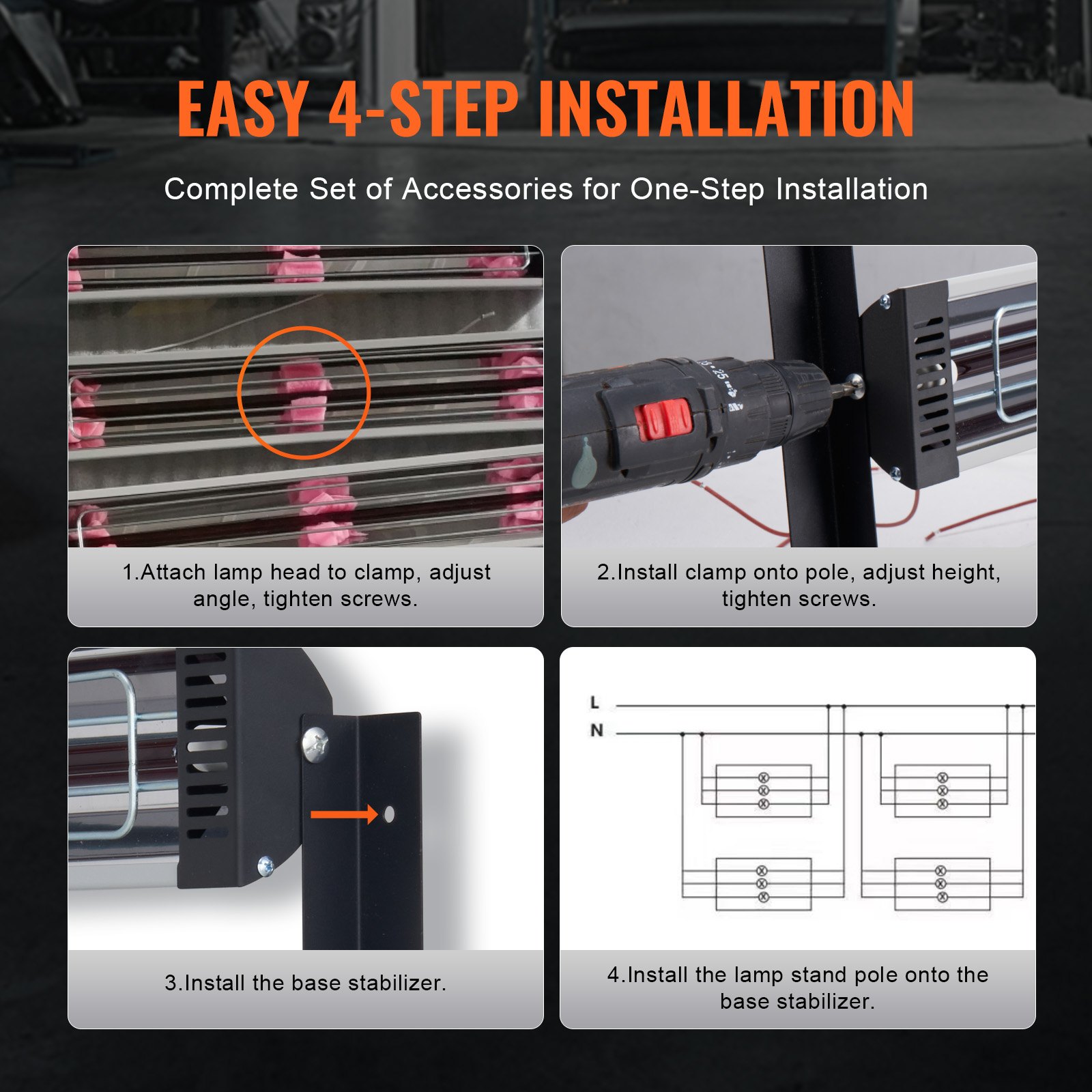 VEVOR 3x Paint Dryer Radiator Infrared Heater Infrared Lamp 3kW