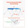 3 Bow Boat Bimini Tops 6 ft Long 600D Polyester Awning Canopy Pacific Blue