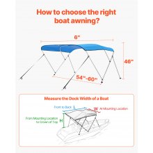 3 Bow Boat Bimini Tops 6 ft Long 600D Polyester Awning Canopy Pacific Blue