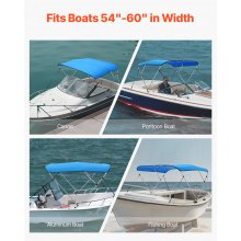 3 Bow Boat Bimini Tops 6 ft Long 600D Polyester Awning Canopy Pacific Blue