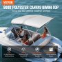 VEVOR 3 Bow Bimini Top Boat Cover, 900D polyester baldakin med 1" aluminiumslegeringsramme, vandtæt og solskærm, Inkluderer opbevaringsstøvle, 2 støttestænger, 4 stropper, 6'L x 46"H x 54"-60"W, lys Grå