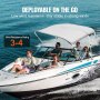 VEVOR 3 Bow Bimini Top Boat Cover, 900D polyesterkapell med 1" aluminiumsram, vattentät och solskydd, Inkluderar förvaringsstövel, 2 stödstolpar, 4 remmar, 6'L x 46"H x 54"-60"W, Lätt Grå