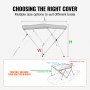 VEVOR bimini top boat cover guide showing measurement dimensions: height (h), width (w), and length (l).