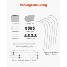 VEVOR 3 Bow Boat Bimini Tops, 600D Polyester Canopy with Aluminum Alloy Frame, Waterproof & Sun Shade Boat Awning Canopy with Storage Bag, 2 Support Poles, 4 Straps, 6'Lx(61"-66")Wx46"H, Light Grey
