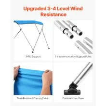 3 Bow Boat Bimini Tops 6'Lx(67"-72")W x 46"H Awning Canopy Pacific Blue