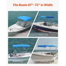 3 Bow Boat Bimini Tops 6'Lx(67"-72")W x 46"H Awning Canopy Pacific Blue
