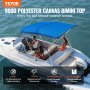 VEVOR 3 Bow Bimini Top Boat Cover, 900D polyesterkapell med 1" aluminiumsram, vattentät och solskydd, Inkluderar förvaringsstövel, 2 stödstolpar, 4 remmar, 6'L x 46" H x 67"-72" W, Pacific Blå