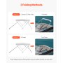 VEVOR 3 Bow Boat Bimini Tops 72"Lx(79"-84")W x 46"H Awning Canopy Light Grey