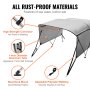 VEVOR 3 Bow Bimini Top Boat Cover, Detachable Mesh Sidewalls, 600D Polyester Canopy with 1" Aluminum Alloy Frame, Includes Storage Boot, 2 Support Poles, 2 Straps, 6'L x 46"H x 67"-72"W, Light Grey