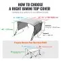 VEVOR 3 Bow Bimini Top Boat Cover, Detachable Mesh Sidewalls, 600D Polyester Canopy with 1" Aluminum Alloy Frame, Includes Storage Boot, 2 Support Poles, 2 Straps, 6'L x 46"H x 67"-72"W, Light Grey