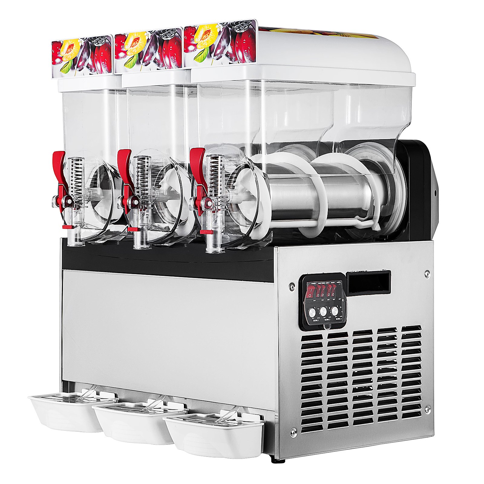 VEVOR Commercial Frozen Drink Slush Machine 3x15L Slushy Machine Frozen Drink Slush Making Machine 3 Cylinder Snow Melting Machine for Commercial and Home Use Black