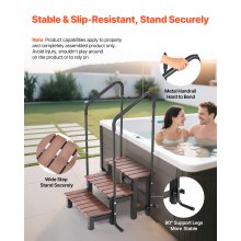 VEVOR Hot Tub Steps with Handrail, 3-Step Spa Outdoor Stairs, Heavy Duty 25.2 inch Wide Above-Ground/Inflatable Pool Ladder with 550 lbs Weight Capacity, Multi-Use for Porch, Patio, Deck, Trailers