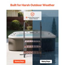 VEVOR Hot Tub Steps with Handrail, 3-Step Spa Outdoor Stairs, Heavy Duty 25.2 inch Wide Above-Ground/Inflatable Pool Ladder with 550 lbs Weight Capacity, Multi-Use for Porch, Patio, Deck, Trailers