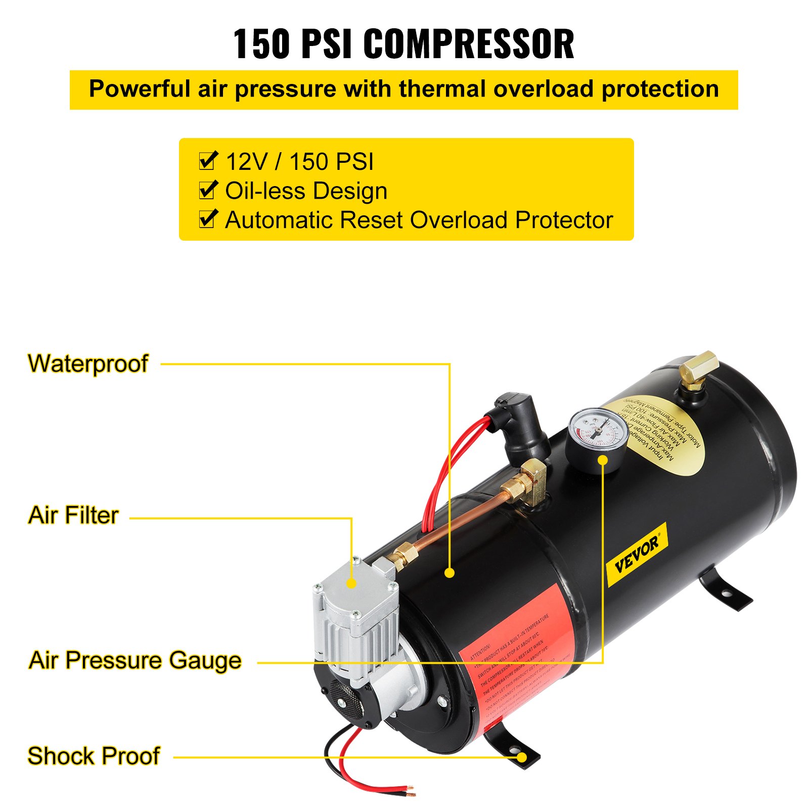 New 3 Trumpet Chrome Train Air Horn Kit With 150PSI Air System 3Liter 12V Air Compressor 150dB+