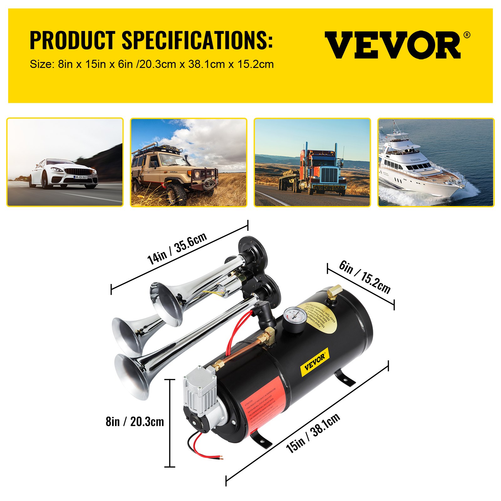 New 3 Trumpet Chrome Train Air Horn Kit With 150PSI Air System 3Liter 12V Air Compressor 150dB+