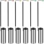 six stainless steel VEVOR liquid nitrogen container instruments with colored lids.