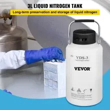 VEVOR 3L Liquid Nitrogen Container Cryogenic Container LN2 Tank Dewar with Straps 6pcs Canisters for Lab