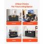 VEVOR 10 Drawer Dresser, Fabric Drawer Dresser with Fabric Bins, Closet Storage Drawers with Open Storage Shelf, LED Lights & Built-in Outlet, Fabric Storage Tower for Bedroom, Hallway, Closet, Black