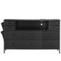 VEVOR 10 Drawer Dresser, Fabric Drawer Dresser with Fabric Bins, Closet Storage Drawers with Open Storage Shelf, LED Lights & Built-in Outlet, Fabric Storage Tower for Bedroom, Hallway, Closet, Black
