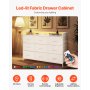 9 Drawer Dresser Tall Fabric Drawer Dresser with Bin LED & Outlet White