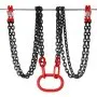 VEVOR engine lift chain with black chains and red connectors hanging on a metal bar.